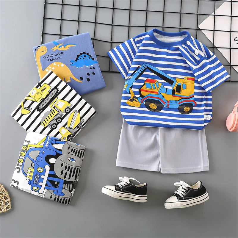2-Piece Cotton Cartoon Pajama & Casual Tracksuit for Boys