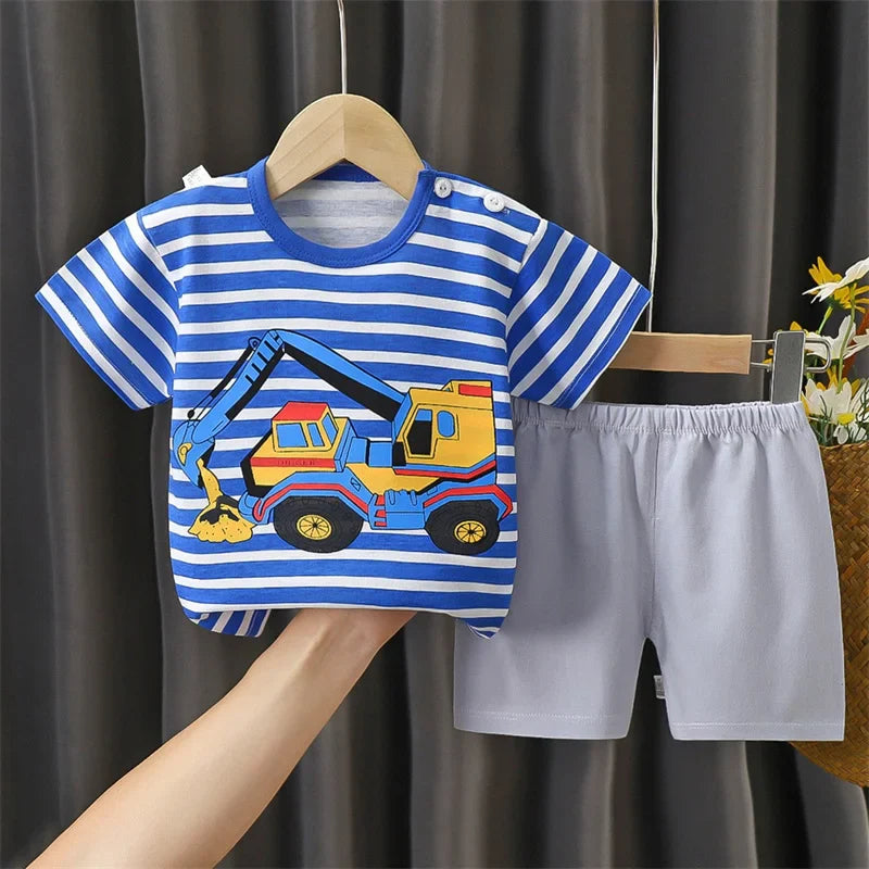 2-Piece Cotton Cartoon Pajama & Casual Tracksuit for Boys