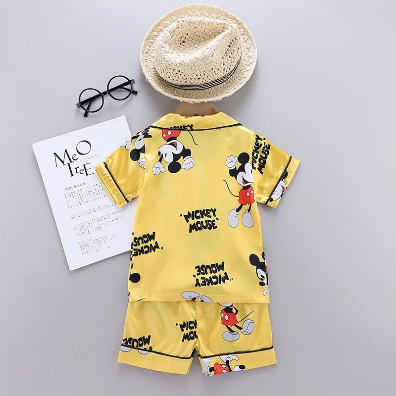 2-Piece Thin Ice Silk Top & Shorts, Comfortable Clothing for Boys