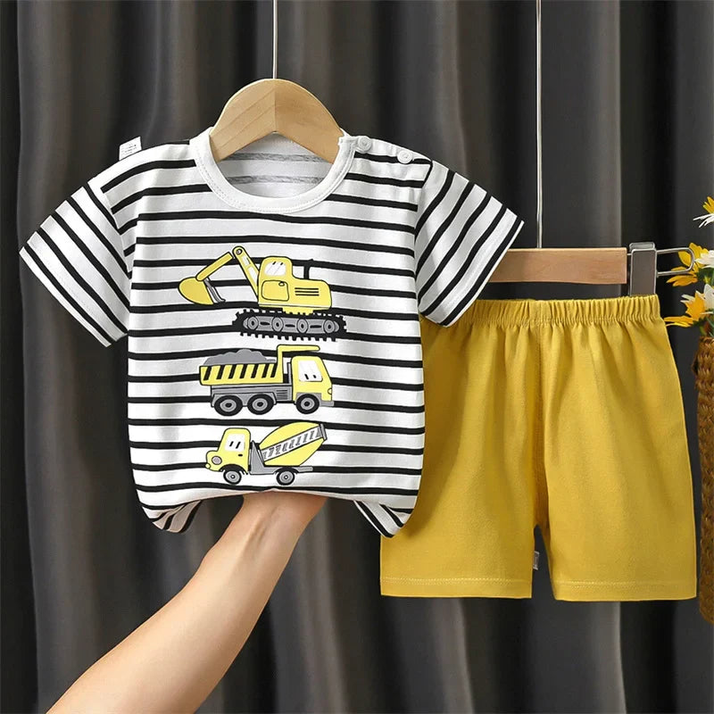 2-Piece Cotton Cartoon Pajama & Casual Tracksuit for Boys