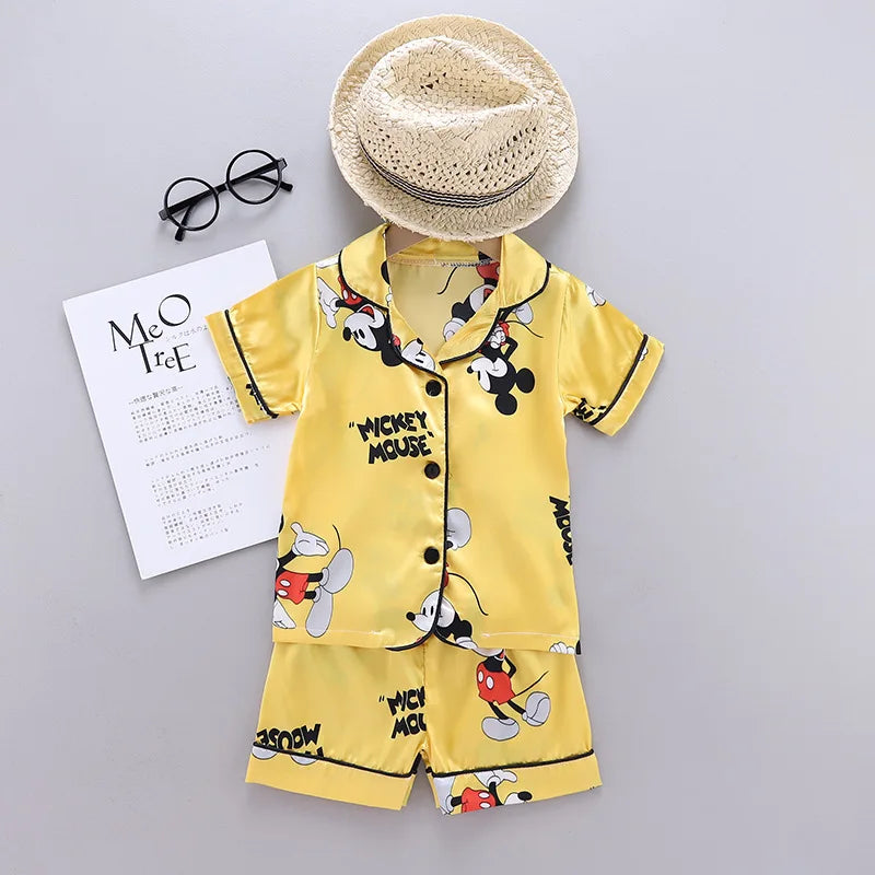 2-Piece Thin Ice Silk Top & Shorts, Comfortable Clothing for Boys