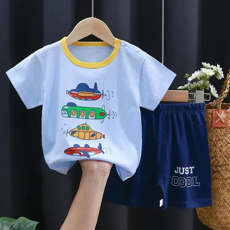 2-Piece Cotton Cartoon Pajama & Casual Tracksuit for Boys