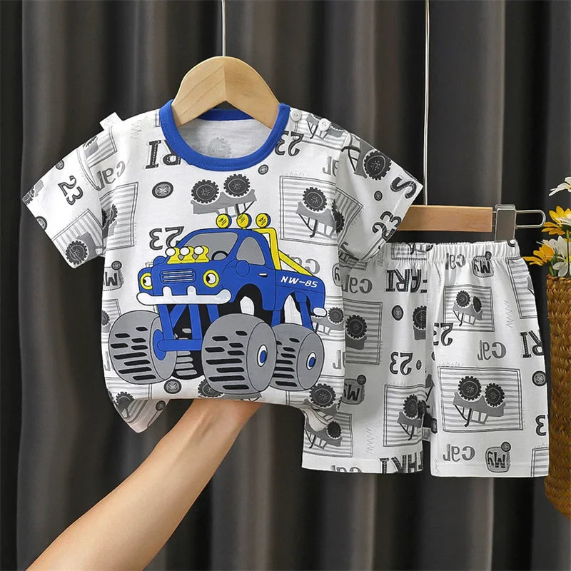 2-Piece Cotton Cartoon Pajama & Casual Tracksuit for Boys