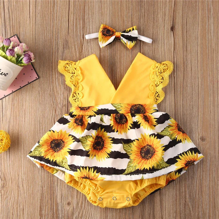 2-Piece Newborn Lace Dress & Princess Skirt with Red Flower Design (0-24M)