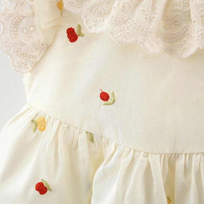 Korean Lace Flower Cotton Dress (Girls)