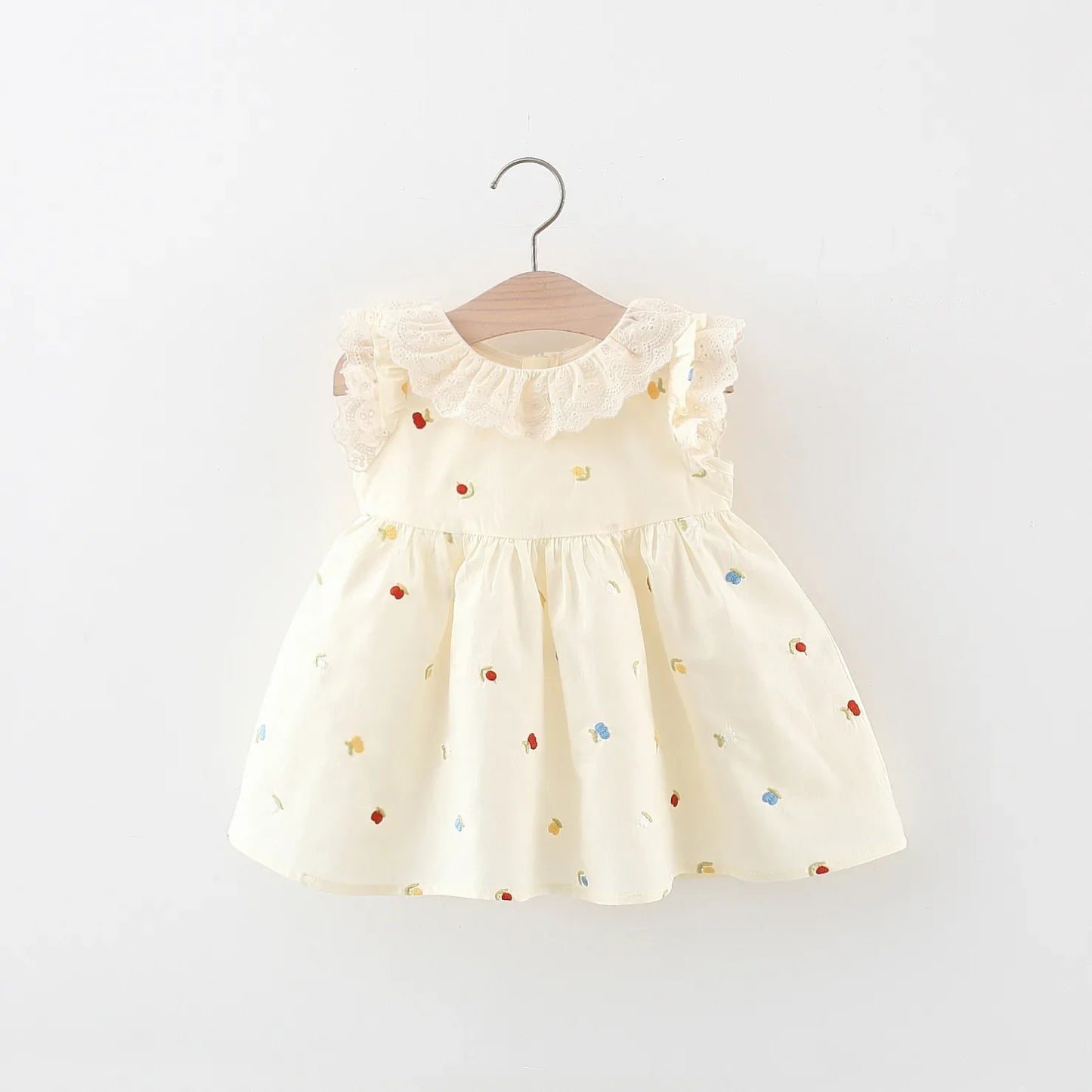 Korean Lace Flower Cotton Dress (Girls)