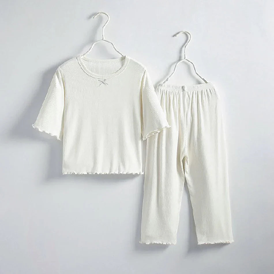 MOMSTAG Girls' Ice Silk Summer Home Clothes Set