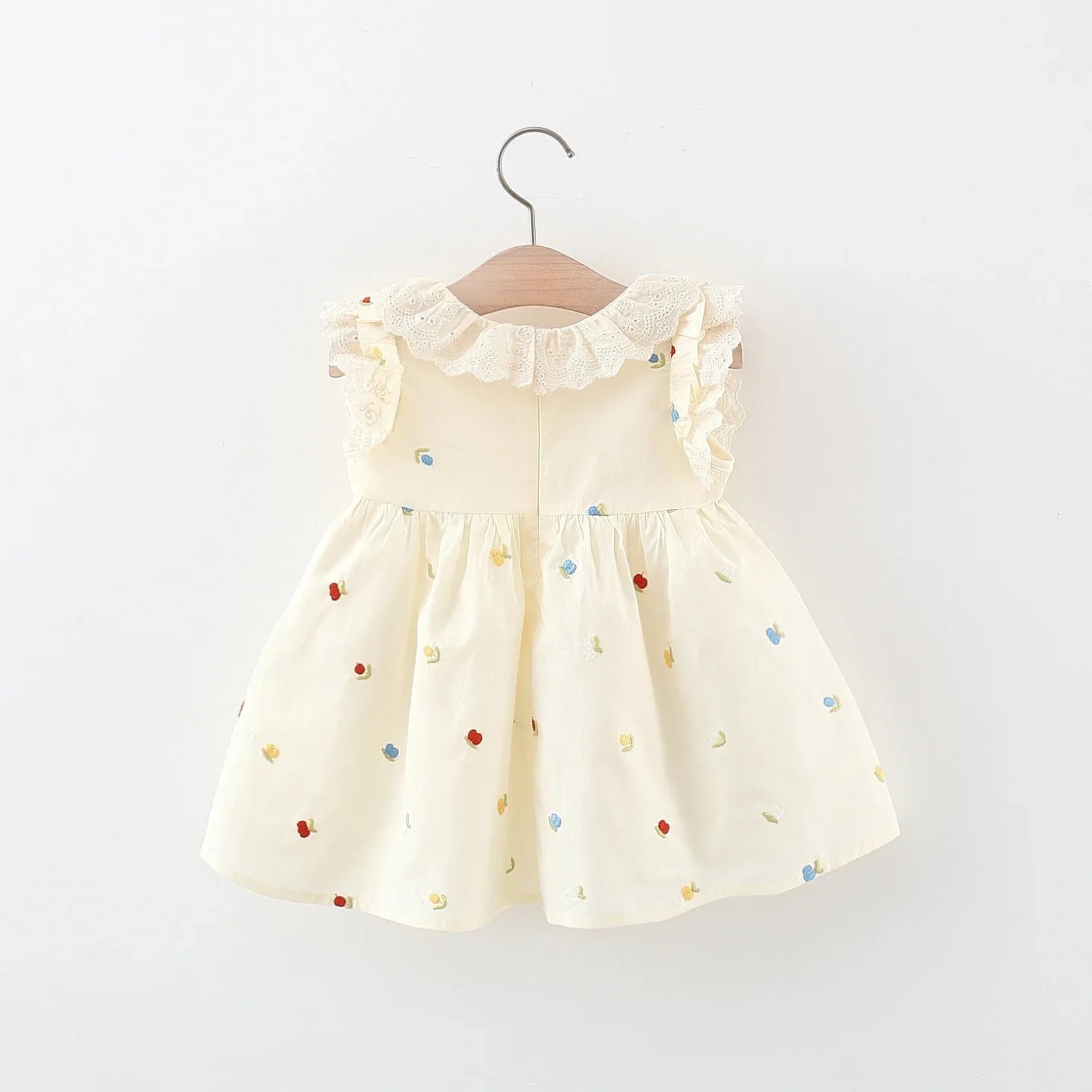 Korean Lace Flower Cotton Dress (Girls)