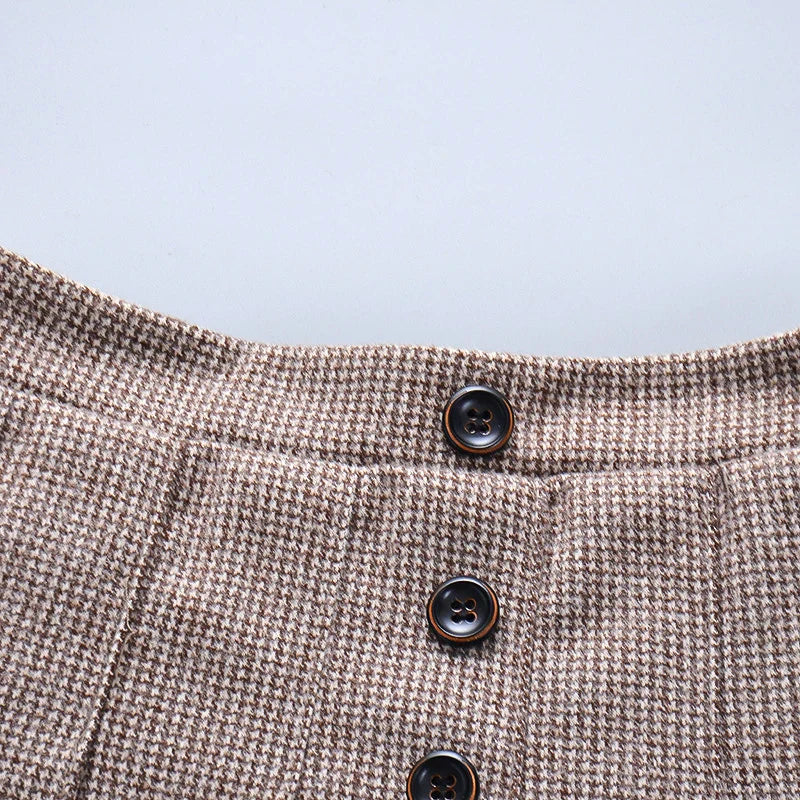 Plaid Pleated Skirt Cute Girl's Woolen Skirt
