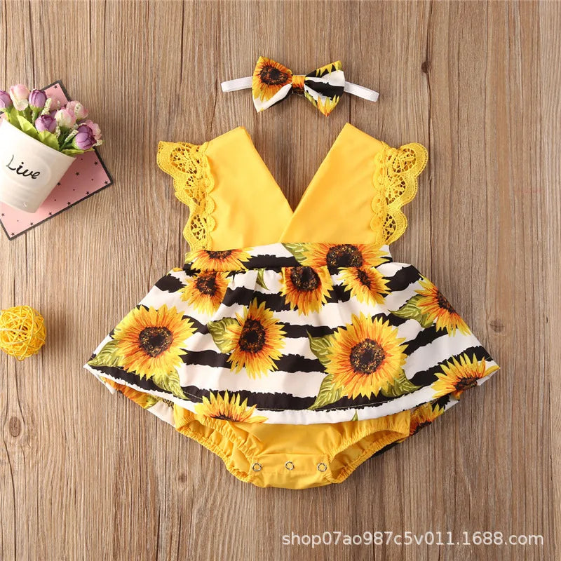 2-Piece Newborn Lace Dress & Princess Skirt with Red Flower Design (0-24M)