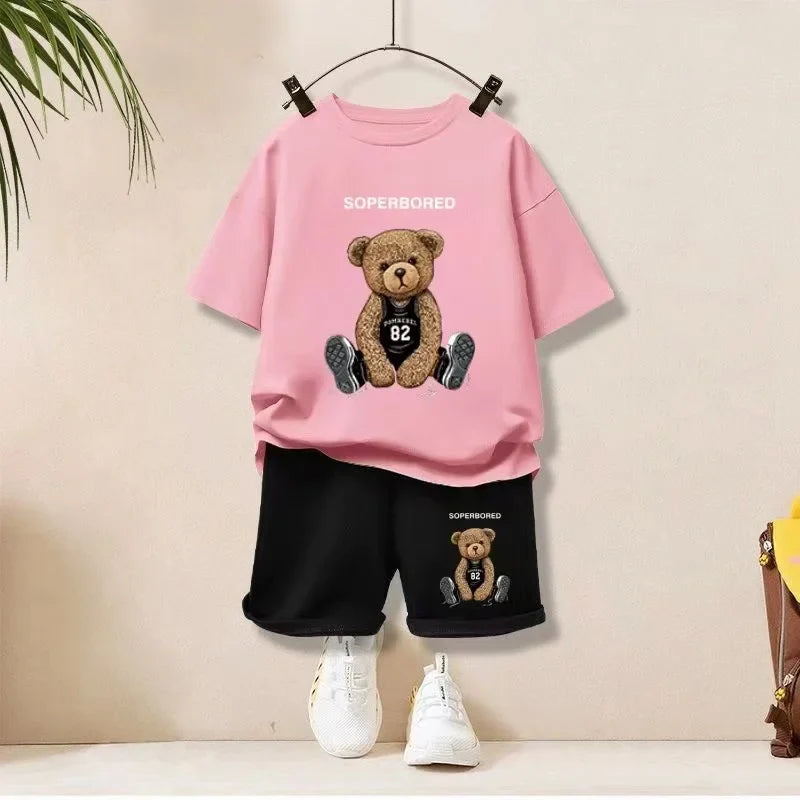 MOMSTAG Baby Girl Summer Cartoon T-Shirt & Shorts Set